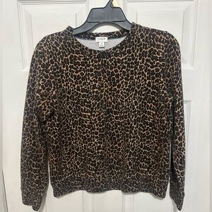 J. Crew Animal Print Crew Neck Sweater - Black and Brown